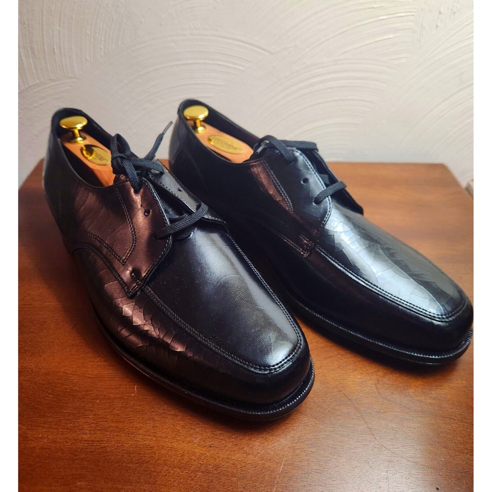 Mens Florsheim 23614 Black Textured Leather Dress Shoes Size 10 1/2 Brand New